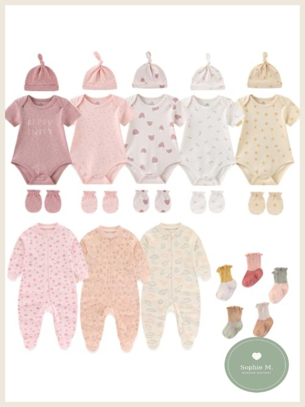 Newborn Baby Girl Layette Gift Set 23 Piece 100% Cotton 0-12 Months